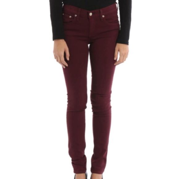 Ag Adriano Goldschmied Denim - AG Adriano Goldschmied Wine Color The Stilt Cigarette Jeans Size 26R